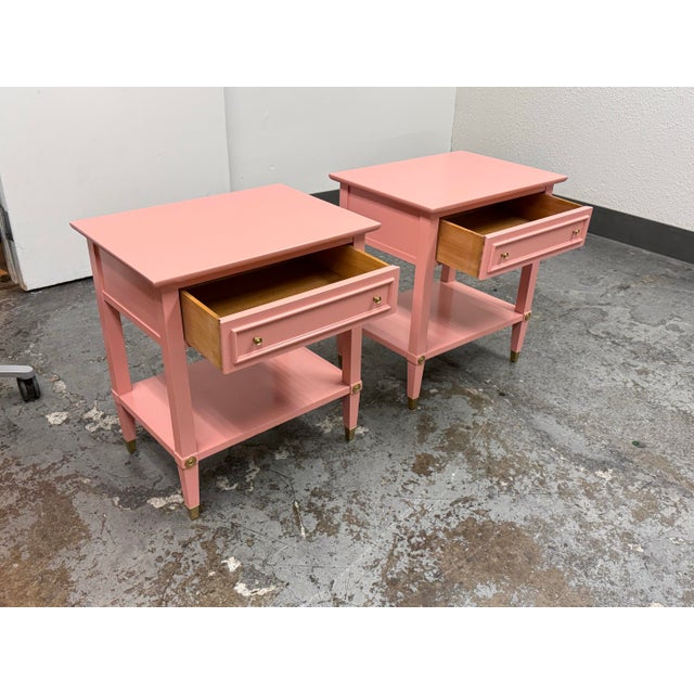Traditional Firebird Furniture Vintage Regency Style Pink Nightstands, Pair For Sale - Image 3 of 12