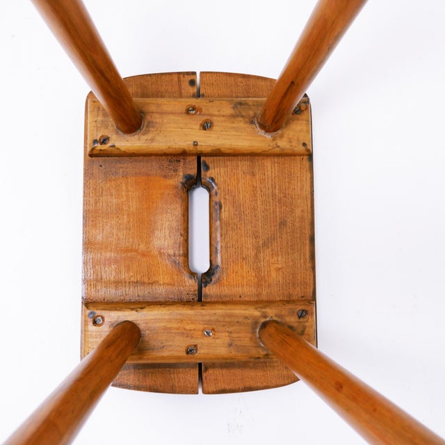 Rustic Pine Stool with Four Legs, 1960s For Sale - Image 10 of 12