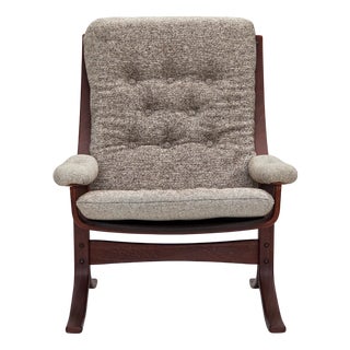 Norwegian Bentwood Armchair with Wool Fabric, 1970s For Sale