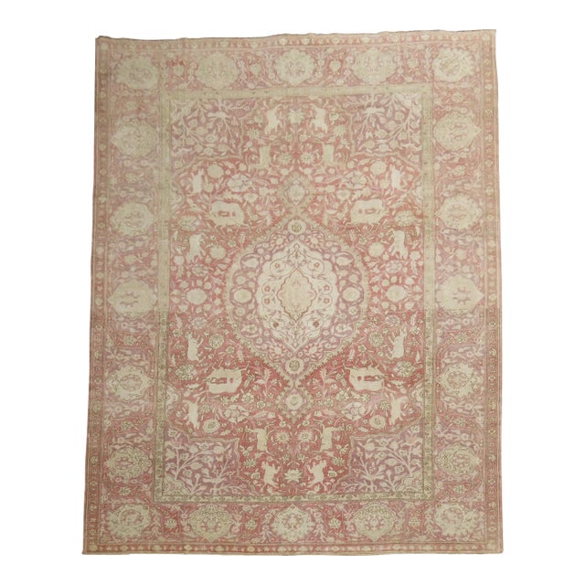 Early 20th Century Lavender Rose Turkish Pictorial Rug - 9'11" x 12'10" For Sale