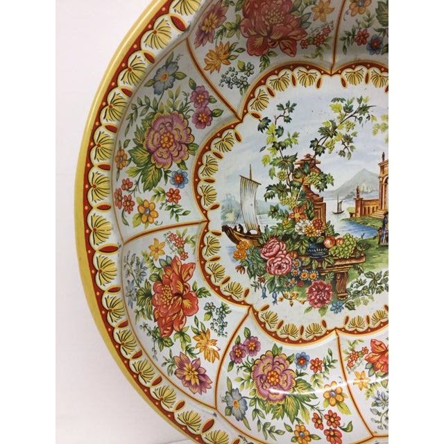 Victorian 1971 Daher Victorian Scene Toleware Bowl For Sale - Image 3 of 11