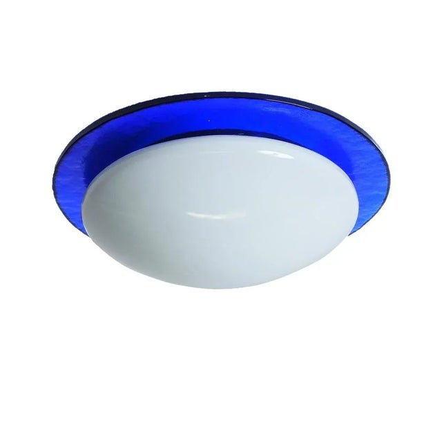 Mid-Century Italian Round Blue and White Murano Glass Sconce, 1970s For Sale - Image 6 of 18