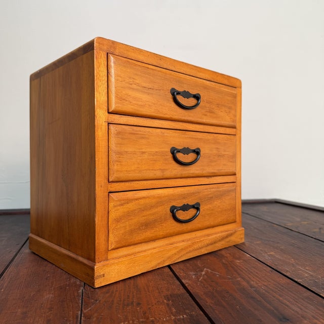 Small Vintage Japanese Chest of 3 Drawers, 1970s For Sale - Image 9 of 9