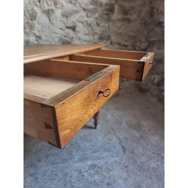 Antique French Oak Desk Table with Drawers, 1920s For Sale - Image 11 of 18