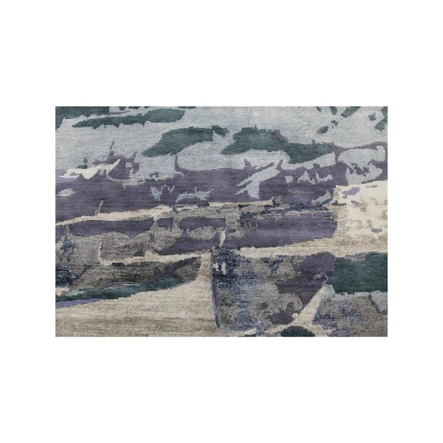 Green Handwoven Modern Abstract Area Rug 10x14 For Sale - Image 8 of 10