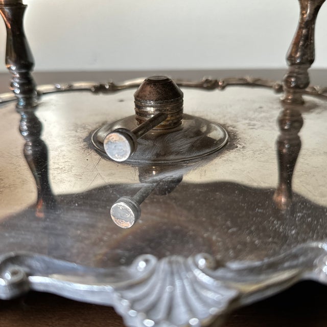 Metal Late 19th Century Large Silver Plate Covered Chafing Dish Stand Sheridan Continental Party For Sale - Image 7 of 7