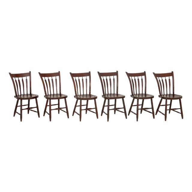 American Slat Back Maple Dining Chairs, 6 For Sale