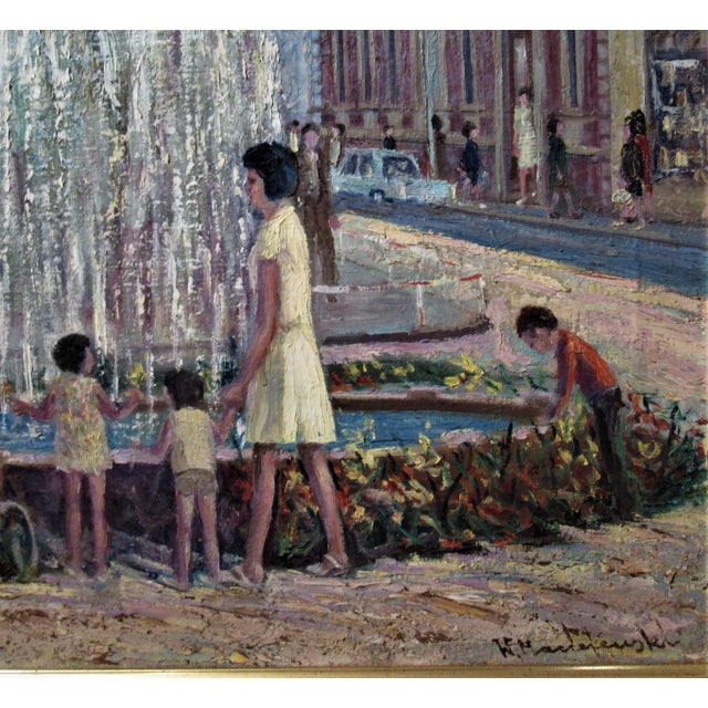 Impressionist Marek Zbyslaw Maciejewski, City Life, Circa 1970 For Sale - Image 3 of 5
