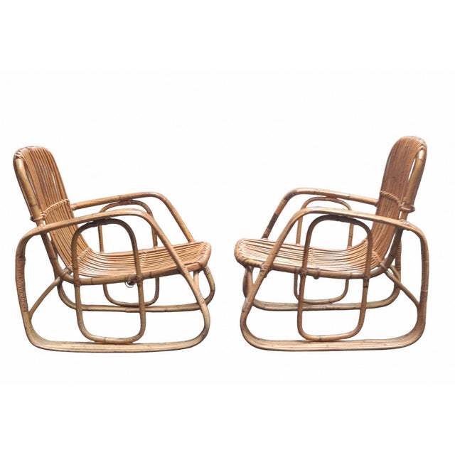 Mid-Century Modern Small Rattan and Curved Bamboo Sofa and Armchairs from Dal Vera, Italy, 1960s, Set of 3 For Sale - Image 3 of 11