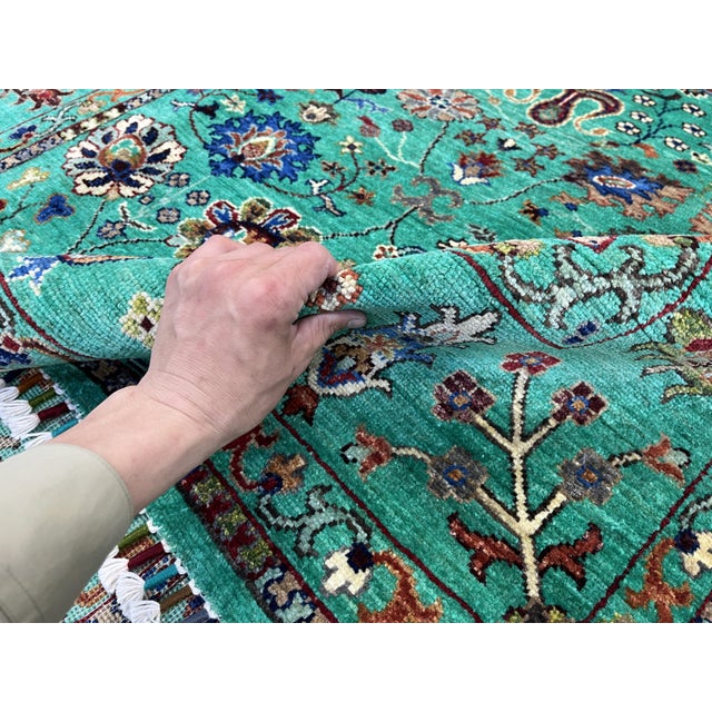 Turquoise Turquoise Sultani Persian-Inspired Floral Rug, 5'8" X 8'2" For Sale - Image 8 of 14