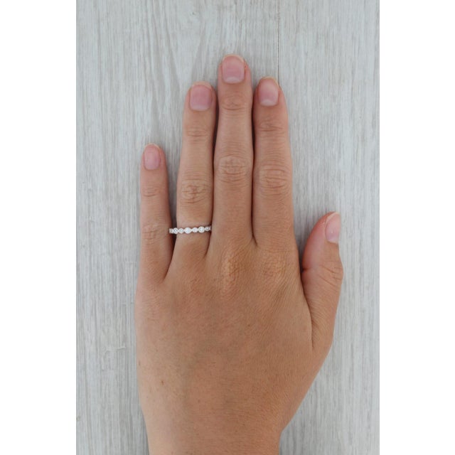 Silver New Beverley K 0.40ctw Diamond Ring 14k White Gold Wedding Band Stackable For Sale - Image 8 of 8