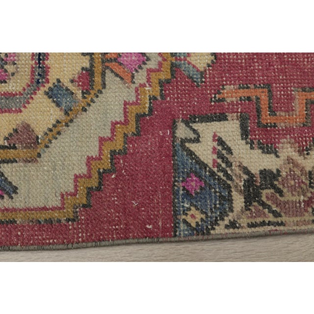 1970s Turkish Bohemian Style Geometric Oushak Doormat Rug For Sale - Image 10 of 13
