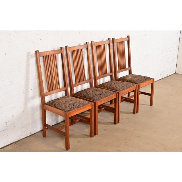Stickley Mission Arts & Crafts Cherry Wood Spindle Back Dining Chairs, Set of Four For Sale - Image 14 of 14