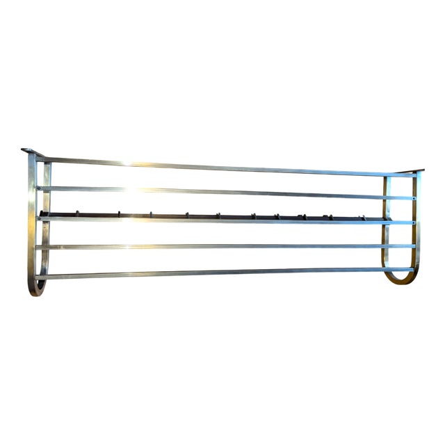 Large Bauhaus Art Deco Wall-Mounted 10-Hooks Coat Rack, 1920s For Sale