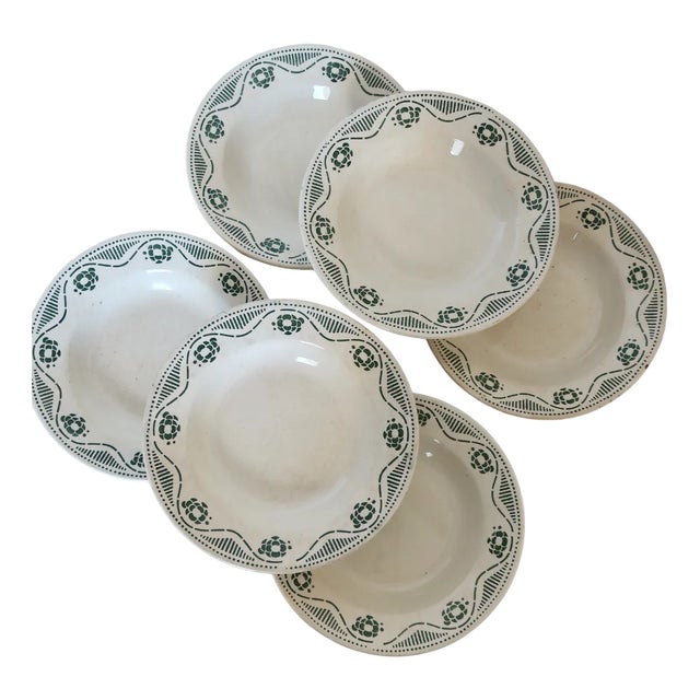 Earthenware Soup Plates from Galeries Ennegé Paris, 1930s, Set of 6 For Sale