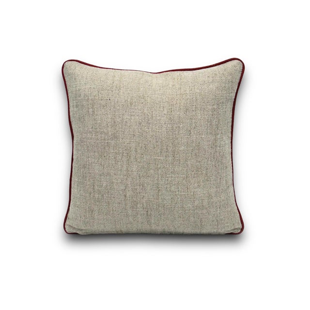 Tan Linen and Chenille Welted Decorative Pillow Cover For Sale - Image 4 of 4