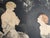 Original Art Deco etching, drypoint and aquatint in colors by Louis Icart (French, 1888-1950), 1928. Two women in evening...