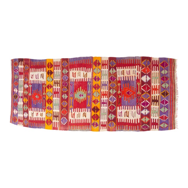 Mid 20th Century Handwoven Multi-Panel Tribal Area Kilim For Sale