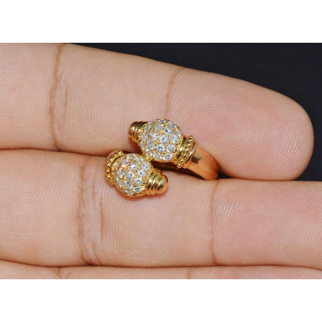 Genuine Natural 0.79cts VVS G Diamond 18k Solid Gold Bypass Ring, Size 6.75 For Sale In Dallas - Image 6 of 8