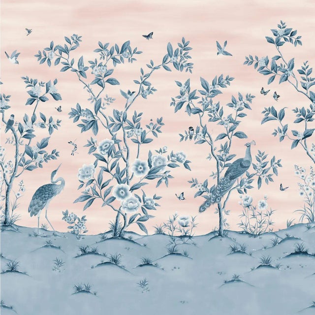 Harlequin Florence Wallpaper in Powder/ China Blue - a Sample For Sale