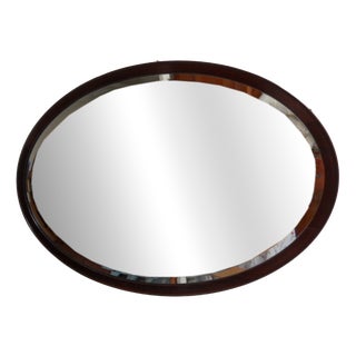 Antique Oval Mahogany Mirror, 1890s For Sale