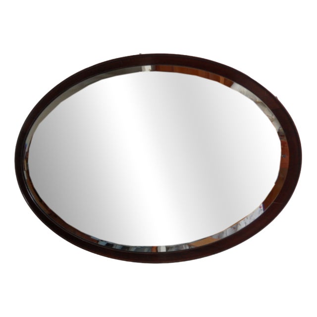 Antique Oval Mahogany Mirror, 1890s For Sale