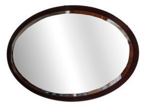 Antique Oval Mahogany Mirror, 1890s