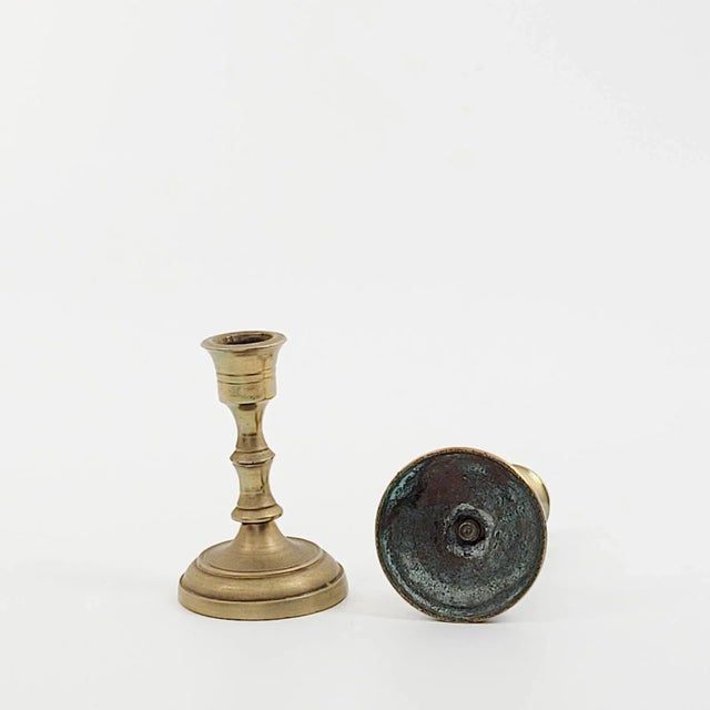 18th Century Circa 1750 Continental Brass Candlesticks, a Pair For Sale - Image 5 of 5