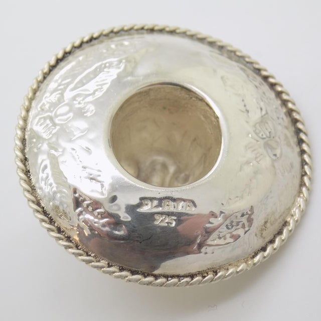 Metal Vintage Mexican Handmade Genuine Sterling Silver Sombrero Hat Figurine, 1970s For Sale - Image 7 of 12