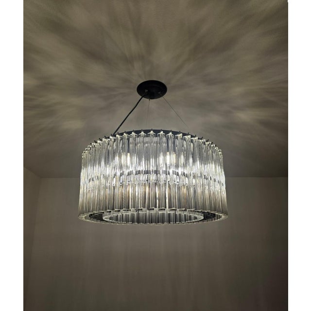 Vintage Trihedral Ceiling Light with Murano Glass Prisms, 1957 For Sale - Image 9 of 11