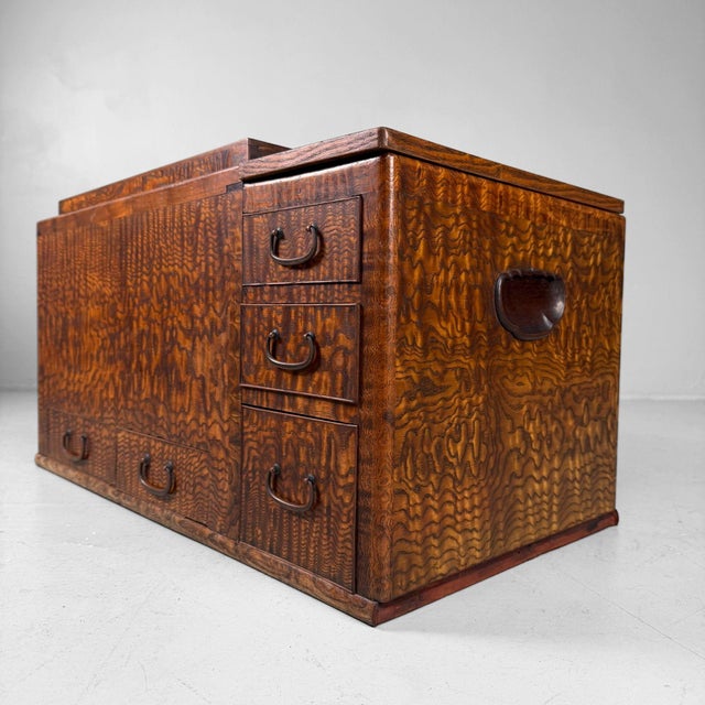 Japanese Wooden Hibachi Tea Cabinet with Drawers, 1920s For Sale - Image 4 of 14