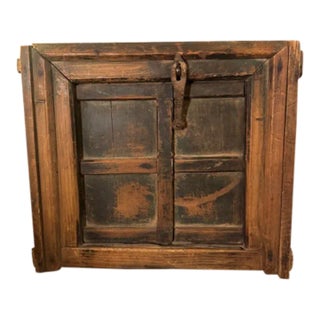 Antique Primitive Architectural Window Cover Element With Hardware For Sale