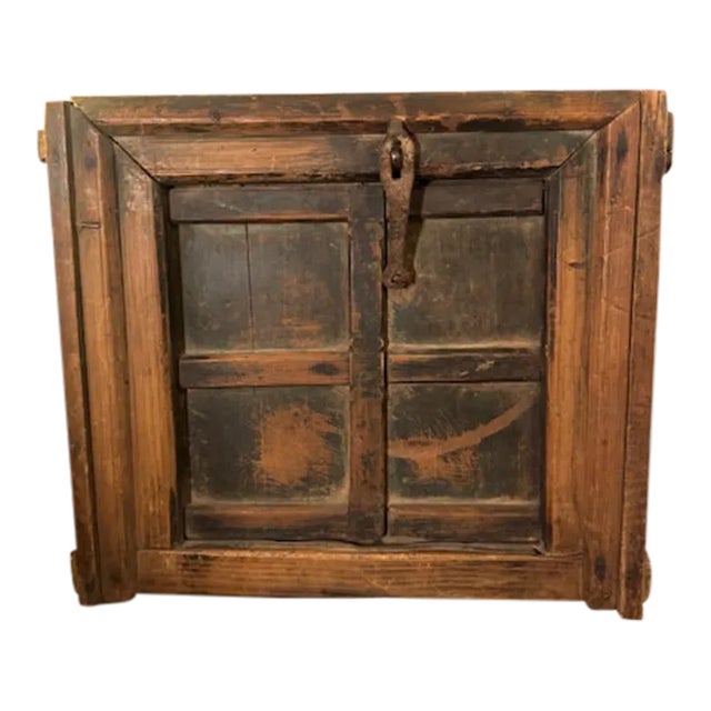 Antique Primitive Architectural Window Cover Element With Hardware For Sale