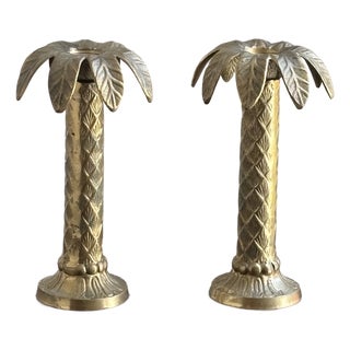 Vintage Palm Beach Regency-Style Brass Candle Holders -- A Pair For Sale