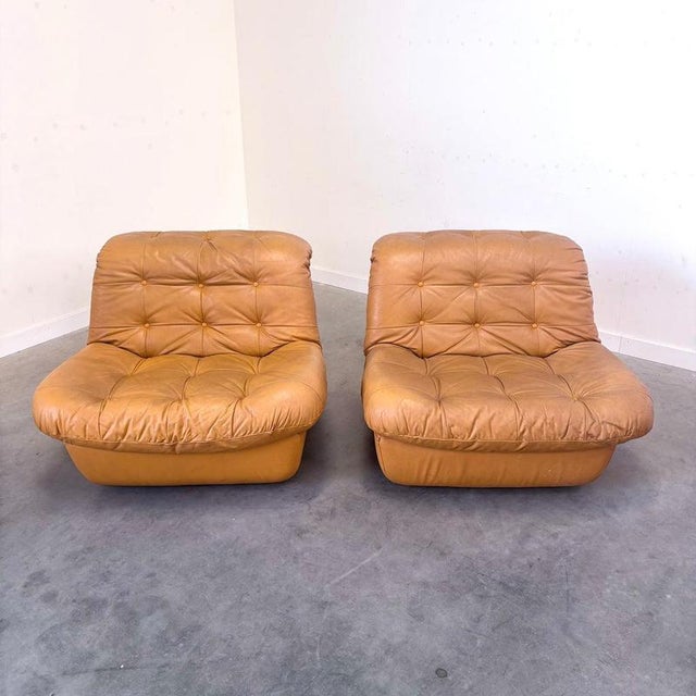 Vintage Lounge Chairs in Leather, 1970s, Set of 2 For Sale - Image 5 of 14