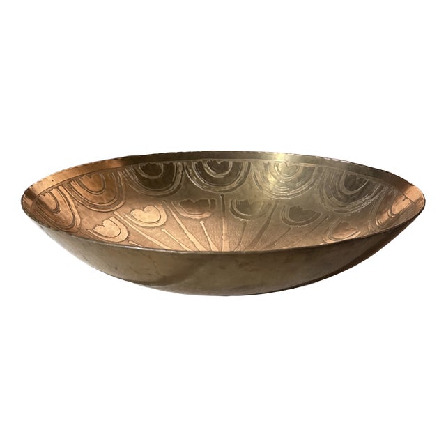 Antique Art Deco Bowl in Brass from Harjes Metallkunst Bremen, Germany, 1920s For Sale