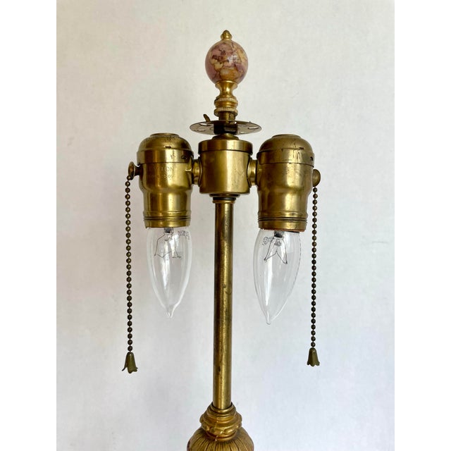 This gorgeous marble and brass table lamp is likely from the 1920s–1940s, based on materials, casting method, and...