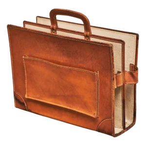 Vintage Magazine Stand in Patinated Cognac Leather and Canvas, 1960s