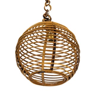 Vintage Italian Bamboo Sphere Chandelier, 1950s For Sale