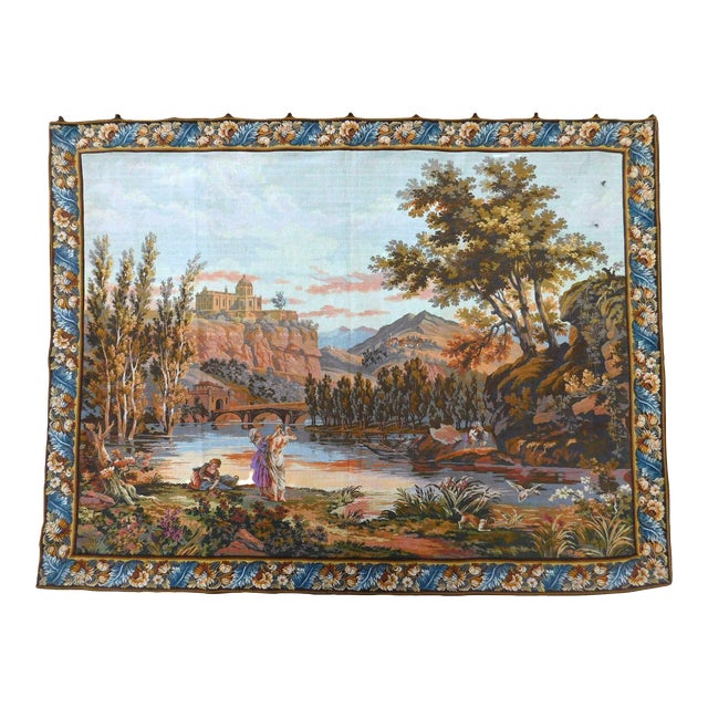 Vintage Machine Woven Wall Hanging Tapestry For Sale
