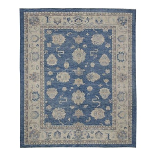 Modern Turkish Oushak Rug 8'9" X 10'1" With Traditional Floral Design For Sale
