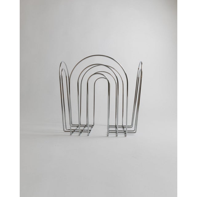 Metal Space Age Chrome-Plated Metal Basket, 1980s For Sale - Image 7 of 11