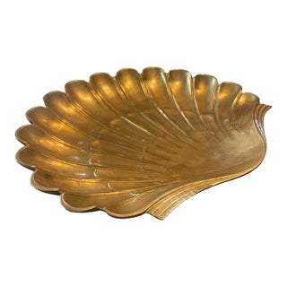 Large Brass Clamshell Trinket Dish For Sale