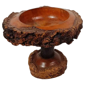 Vintage Rustic Handcrafted Wooden Pedestal Bowl in the style of Mountain Folk Art, 1950s