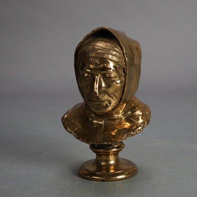 Art Nouveau Antique Cast Bronze Bust of a Woman C1890 For Sale - Image 3 of 9