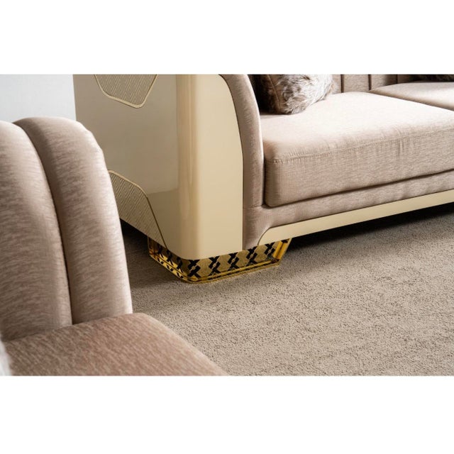 Casa Milano Asos 3-Piece Luxury Italian Living Room Set in Beige & Gold For Sale - Image 11 of 17