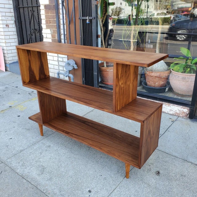 Danish Modern Style Zig-Zag Walnut Bookcase For Sale - Image 4 of 13