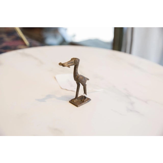 Vintage African Dark Bronze Stork With Fish For Sale - Image 4 of 6