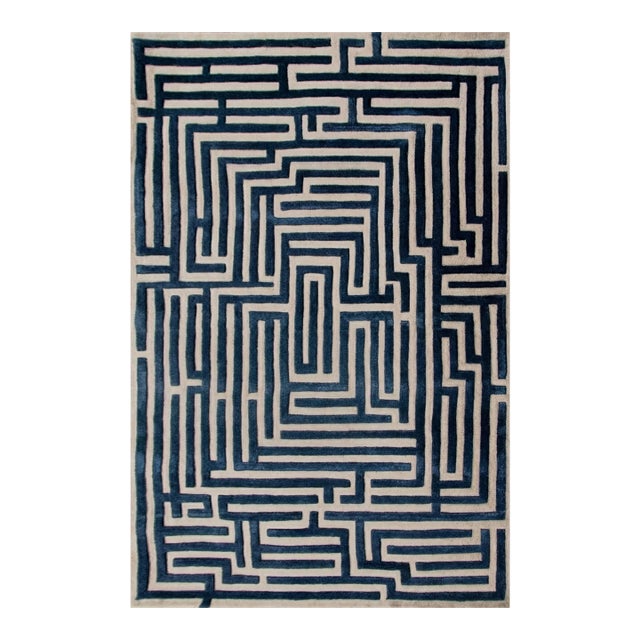 Sample Anatolia Maze Rug, Blueberyy Blue, 12x12 For Sale
