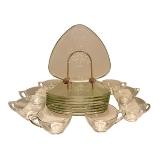 Indiana Glass Snowflake Plates and Teacups - Set of 8 For Sale